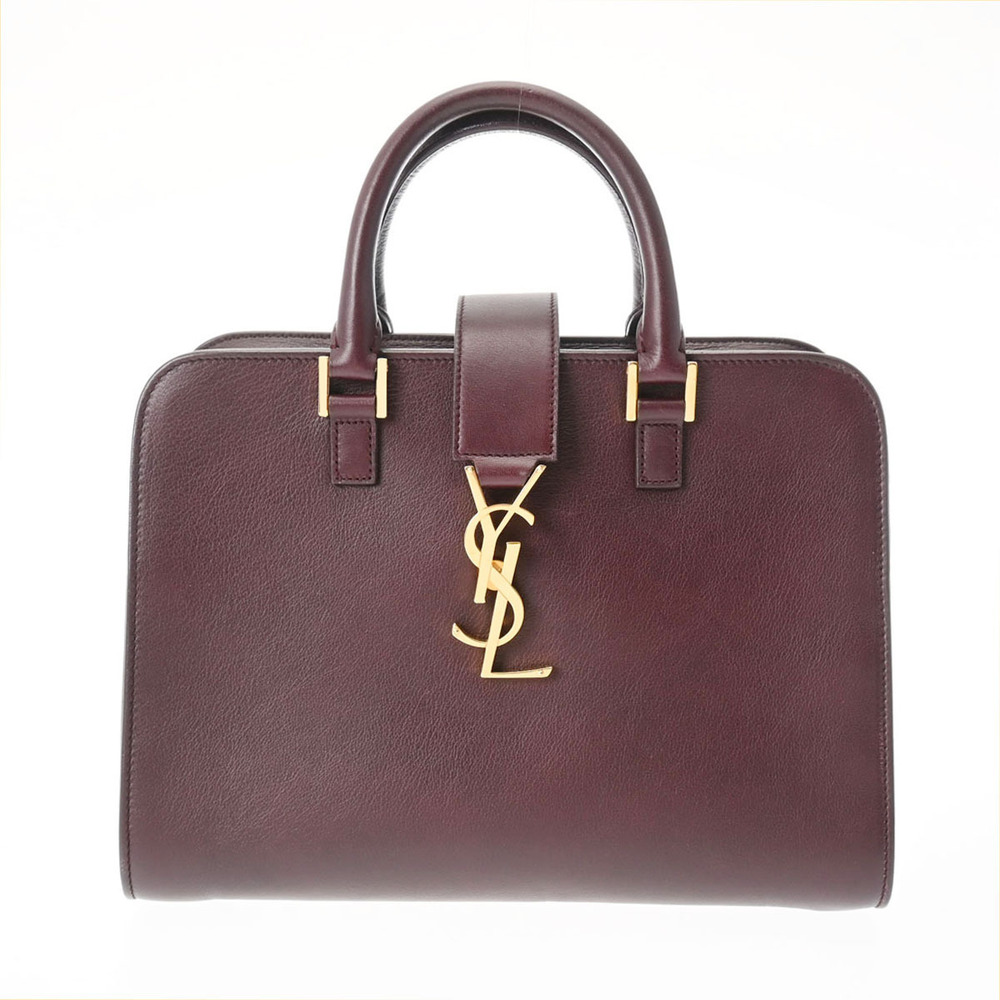 SAINT LAURENT Cabas Bordeaux Purple Calfskin Handbag